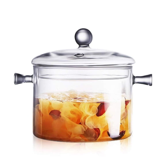 Cacerola de vidrio con hojas y árboles y 1,5 L, resistente al calor, con tapa