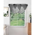 thumbnail image 2 of Waterfall Valances for Windows, Black Gray Ombre Kitchen Sheer Valance Curtains, Vintage Country Wooden Rod Pocket Elegant Swag Valances for Living Room Bedroom, 47.2"x38.5", 3 Panel, 2 of 8