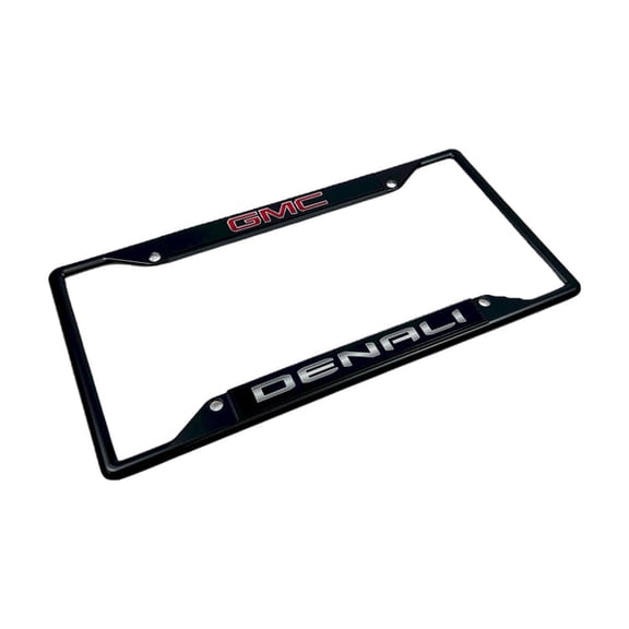 GMC Denali Logo Black 4-Hole Zinc License Plate Frame Official Licensed