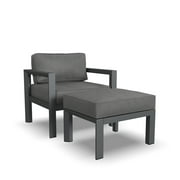 Homestyles Grayton 2-Piece Contemporary Aluminum & Fabric Chair in Gray
