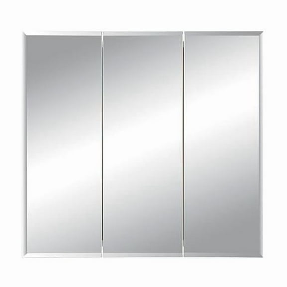 Jensen 255030 30 x 28 in. Horizon 3 Door Bevel Edge Medicine Cabinet with Stainless Steel Glass, Basic White
