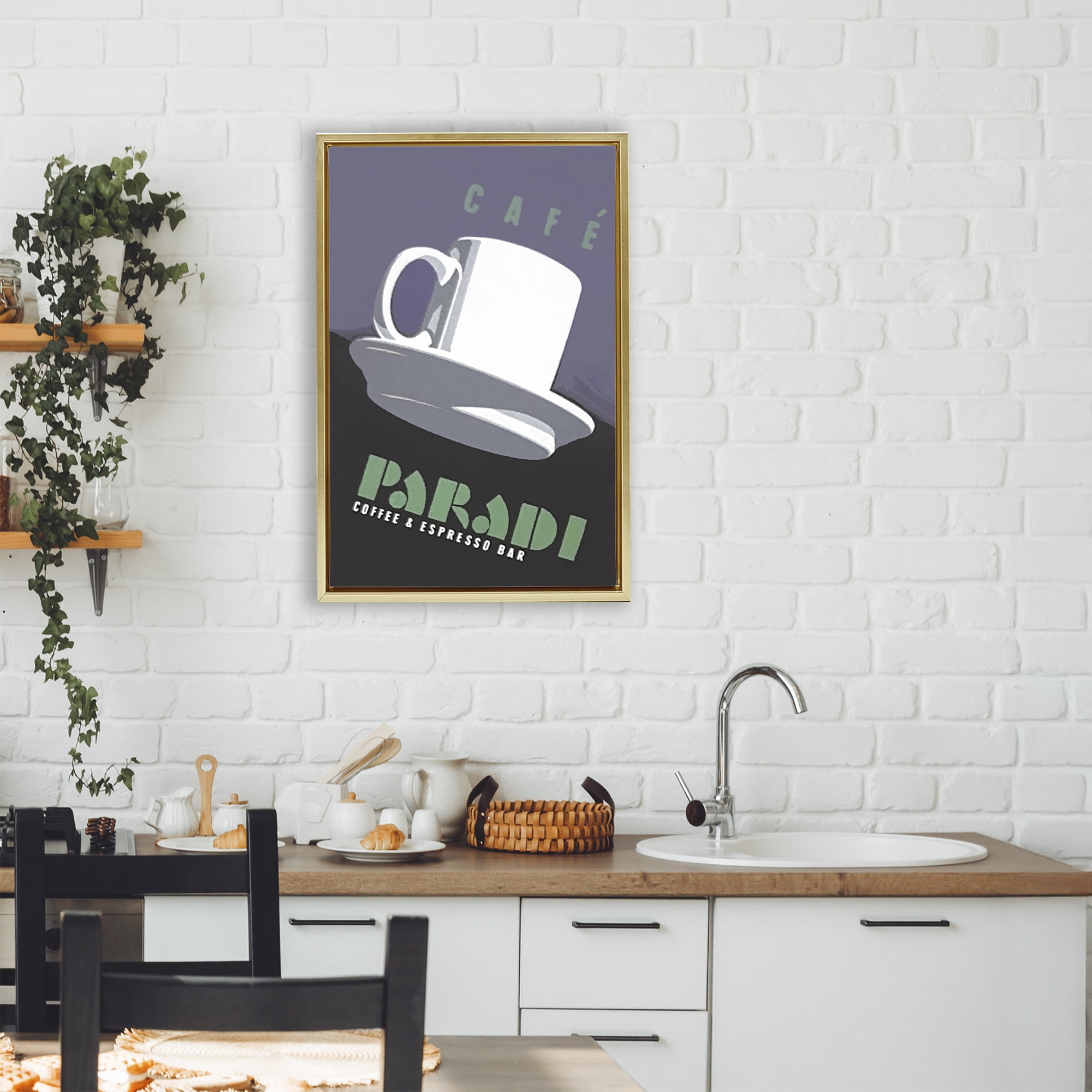Stupell Industries Paradi Coffee & Espresso Gold Framed Floater Canvas Wall Art, design by Jadei Graphics