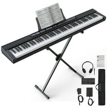 Fenbeli 88 Key Digital Piano Keyboard with Stand Full-Size Semi-Weighted Electric Piano with Sustain Pedal, Music Rest, Black