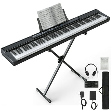 Fenbeli 88 Key Digital Piano Keyboard with Stand Full-Size Semi-Weighted Electric Piano with Sustain Pedal, Music Rest, Black