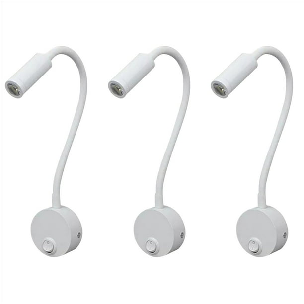 3X Lámpara de Aplique LED de Cuello de Cisne Flexible de Luz de Lectura Montada en la Pared de 3W para Dormitorio, Oficina, Banco de Trabajo, Lámpara de Lectura de Estudio