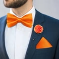 thumbnail image 2 of Orange Bow Ties for Men Pre-tied Silk Bowtie and Pocket Square Cufflinks Lapel Pin Set Tuxedo Wedding Party 4PCS, 2 of 5