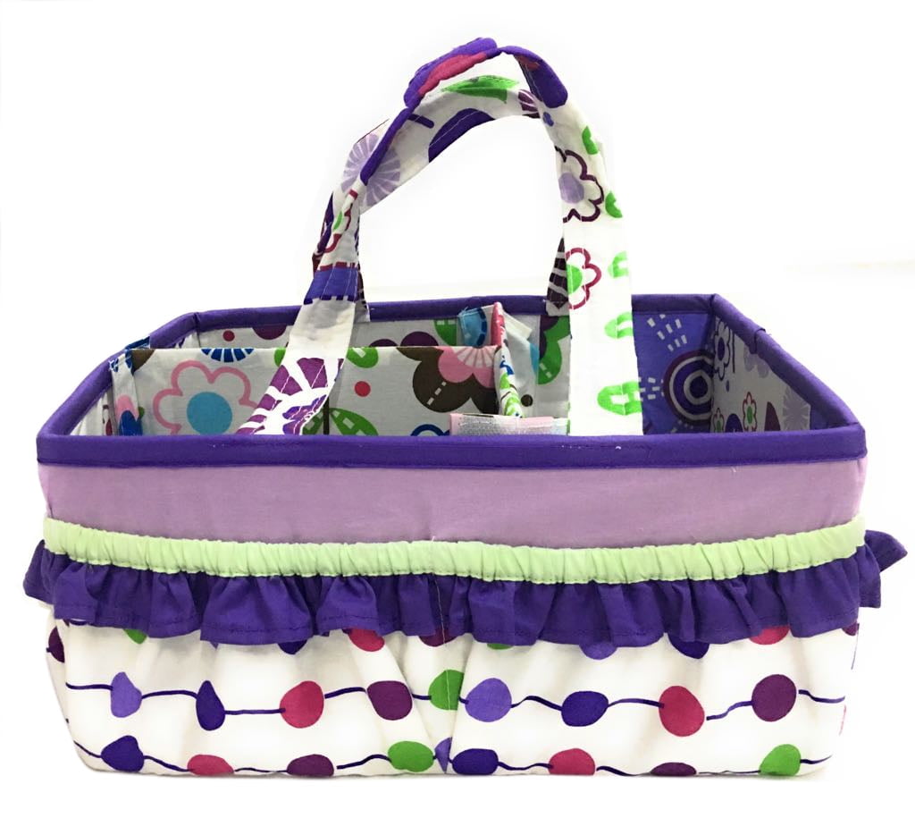 Bacati - Nursery Storage Caddy Botanical Purple/Lilac/Green/Plum Girls
