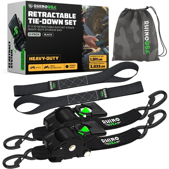 Correas retráctiles Rhino USA, paquete de 2 unidades, 5 cm x 3 m, 1,375 kg