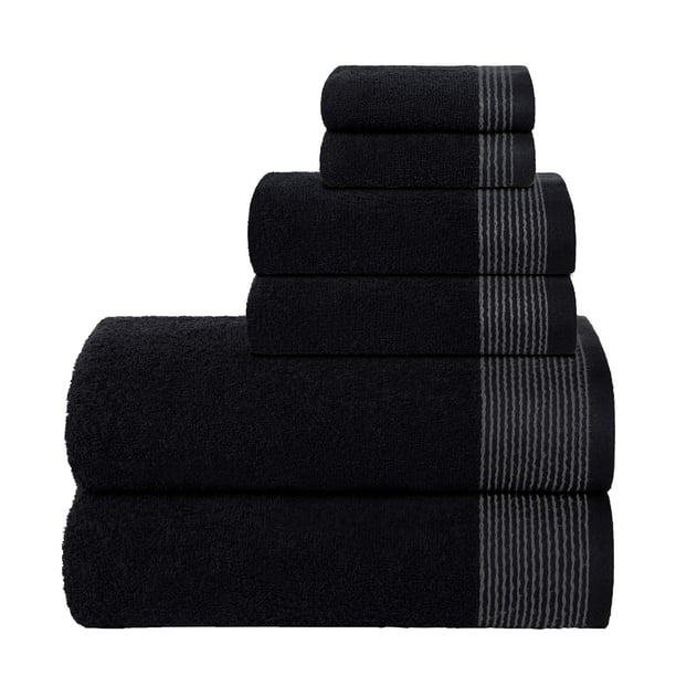 BELIZZI HOME 100% cotton Ultra Soft 6 Pack Towel Set, contains 2 Bath Towels  28x55 inchs, 2 Hand Towels 16x24 inchs & 2 Washcloths 12x12 inchs, compact  Lightweight & Highly Absorbant - Navy 