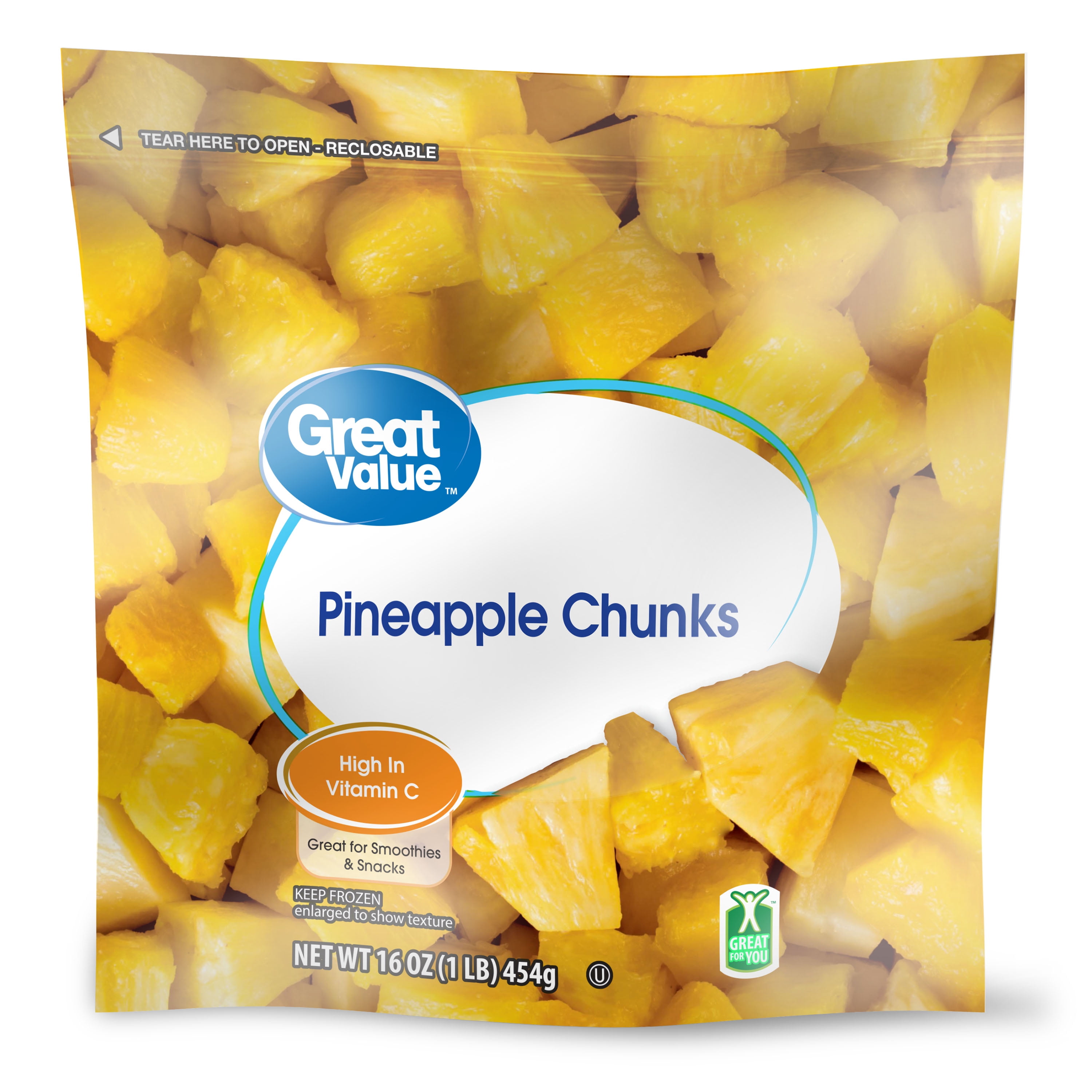 Great Value Pineapple Chunks, Frozen, 16 oz