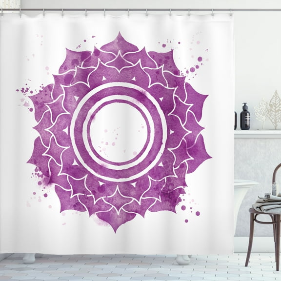 Ambesonne Purple Shower Curtain, Mandala Splash, 69"Wx75"L, Purple White