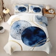 thumbnail image 2 of Homewish Vintage Boho Geometric Quilt King,Watercolor Ombre King Coverlet Set,Navy Cream,3-Piece, 2 of 7