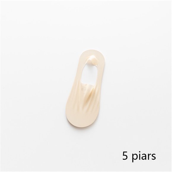 5Pairs Summer Invisible Silicone Anti-slip Socks No Show Ultra-thin Breathable Sock Solid Color Ice Silk Low Cut Boat Socks 5 Pairs Skin One Size