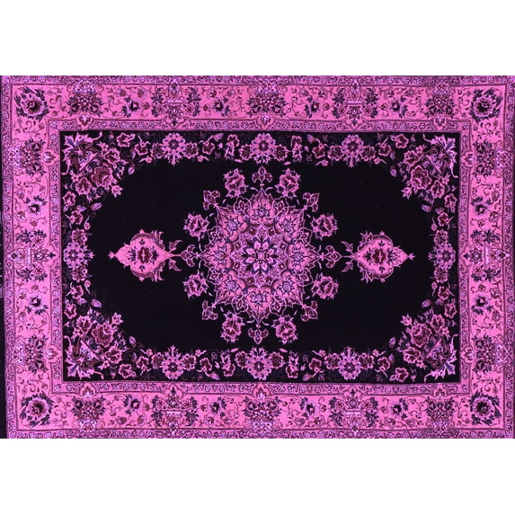 Ahgly Company Indoor Rectangle Medallion Purple Traditional Area Rugs, 5' x 8'