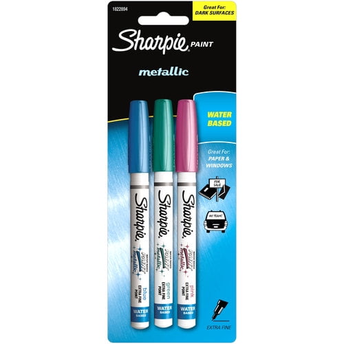 Sharpie WaterBased Metallic Extra Fine Point Paint Markers, Pink, Blue