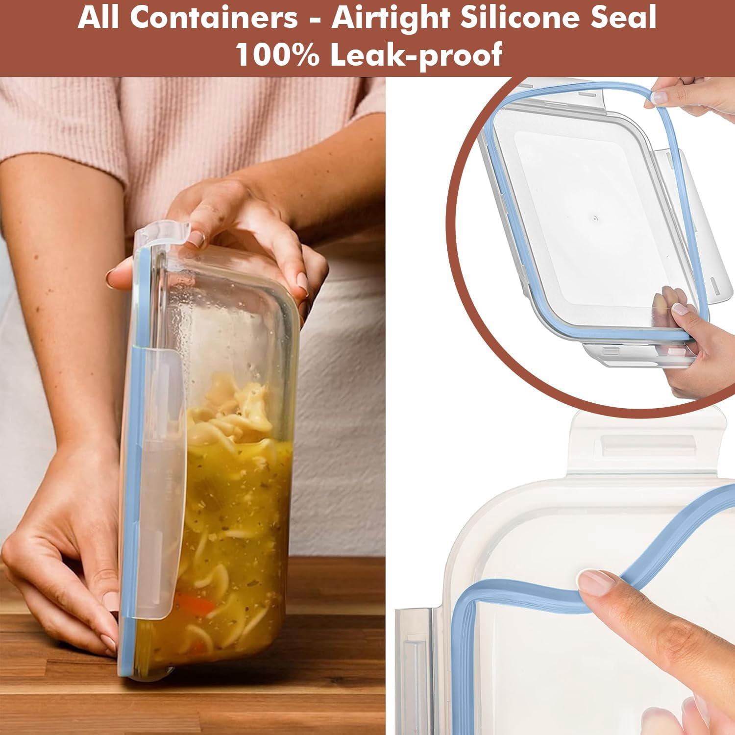Glass Food Storage Containers Baby Blue 4 Pc 1860ml Meal Prep Leftover Storage