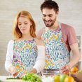 thumbnail image 3 of Pioneer Flower Floral Print Pattern Apron-Garden Aprons for Women with Pockets-Cotton Linen Waterproof Kitchen Cooking Gardening Aprons Adjustable for Kitchen,Cooking,BBQ and Salon 33x27 Inch, 3 of 7