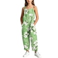 thumbnail image 3 of OGLCCG Girls Wide Leg Jumpsuit Kids Casual Sleeveless Romper Floral Printed Adjustable Spaghetti Strap Overalls with Pockets 5-14 Years, 3 of 8