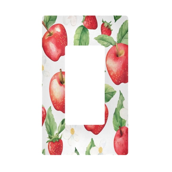 Yayeee Rocker Switch Wall Plate 1-Gang 4.6"x2.9" Home Decorative Outlet Cover, White Apple Pattern