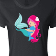 thumbnail image 4 of Inktastic Mermaid And Dolphin, Mermaid With Pink Hair Women's T-Shirt, 4 of 5