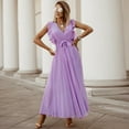 thumbnail image 2 of Women's Flowy Chiffon Maxi Dress Elegant Beach Long Skirt with Leaf Sleeve Pleated Design Comfortable Casual Summer Outfit, 2 of 2