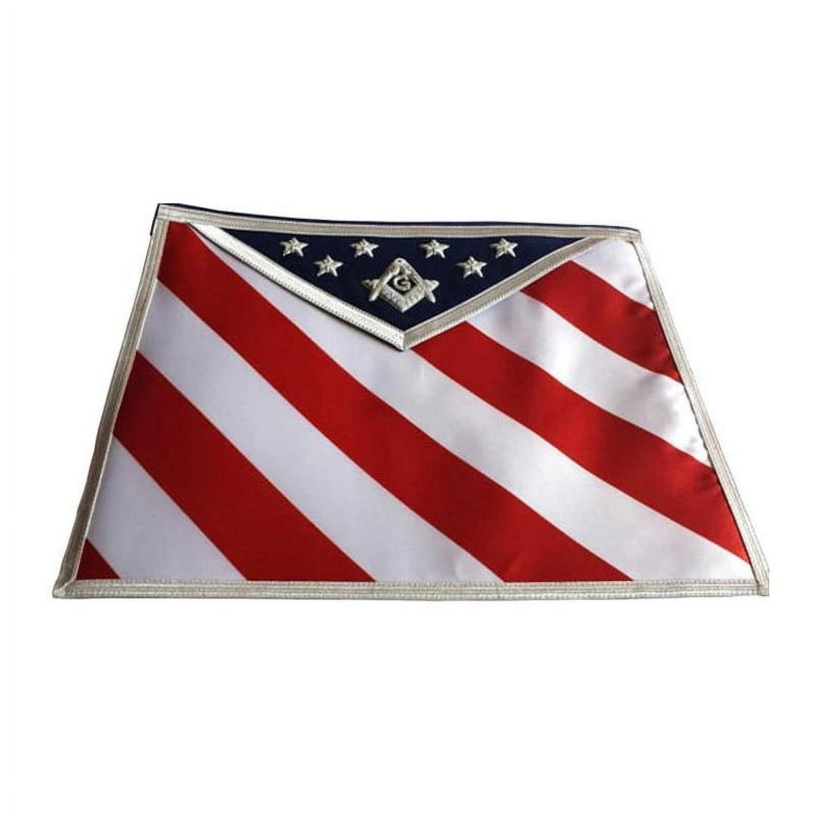Master Mason Blue Lodge Apron – USA Flag White, Red & Blue Hand Embroidery, Masonic Regalia with Adjustable Belt