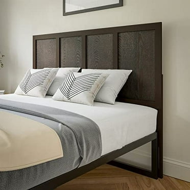 Queen Size Wooden Headboard Only, Four Panel Headboard in Dark