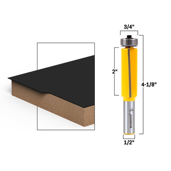 Yonico 2" Down Shear Flush Trim Router Bit - 1/2" Shank - 14127