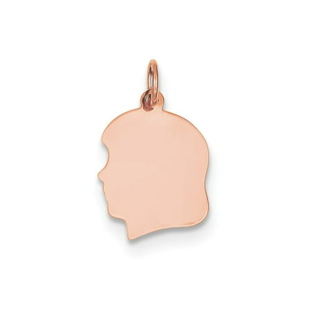 14K Rose Gold Rose Gold Plain Medium .013 Gauge Facing Left Engraveable Girl Head Cha