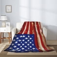 thumbnail image 4 of PHELIKA American Flag Painted On Wood 02 All Season Soft Throw Blanket Lightweight Flannel Fleece Blankets 60"x50", 4 of 8