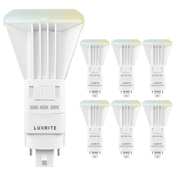 Luxrite Vertical PL LED CFL Replacement, 11W, Ballast Bypass, Fits G24D G24Q GX24Q, 3 Color Selectable, 1450 Lumens 6-Pack