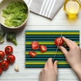 thumbnail image 4 of Retro Cutting Board, Striped Geometric Pattern Funky Colorful Lines Horizontal Illustration Print, Decorative Tempered Glass Cutting and Serving Board, Small Size, Multicolor, by Ambesonne, 4 of 5