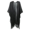 thumbnail image 2 of Baberdicy Women's Tassel Cape - Lightweight Summer Shawl - Sheer Chiffon Cover-Up - Bohemian Style - Versatile Wrap - Cuff Filigree Tassel Cape Women's Solid Color Summer Black 1,One Size, 2 of 3