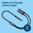 thumbnail image 2 of MMOBIEL 3.5mm Headphone Splitter TRRS 1 Male to 2 Female 0.9ft, 2 of 6
