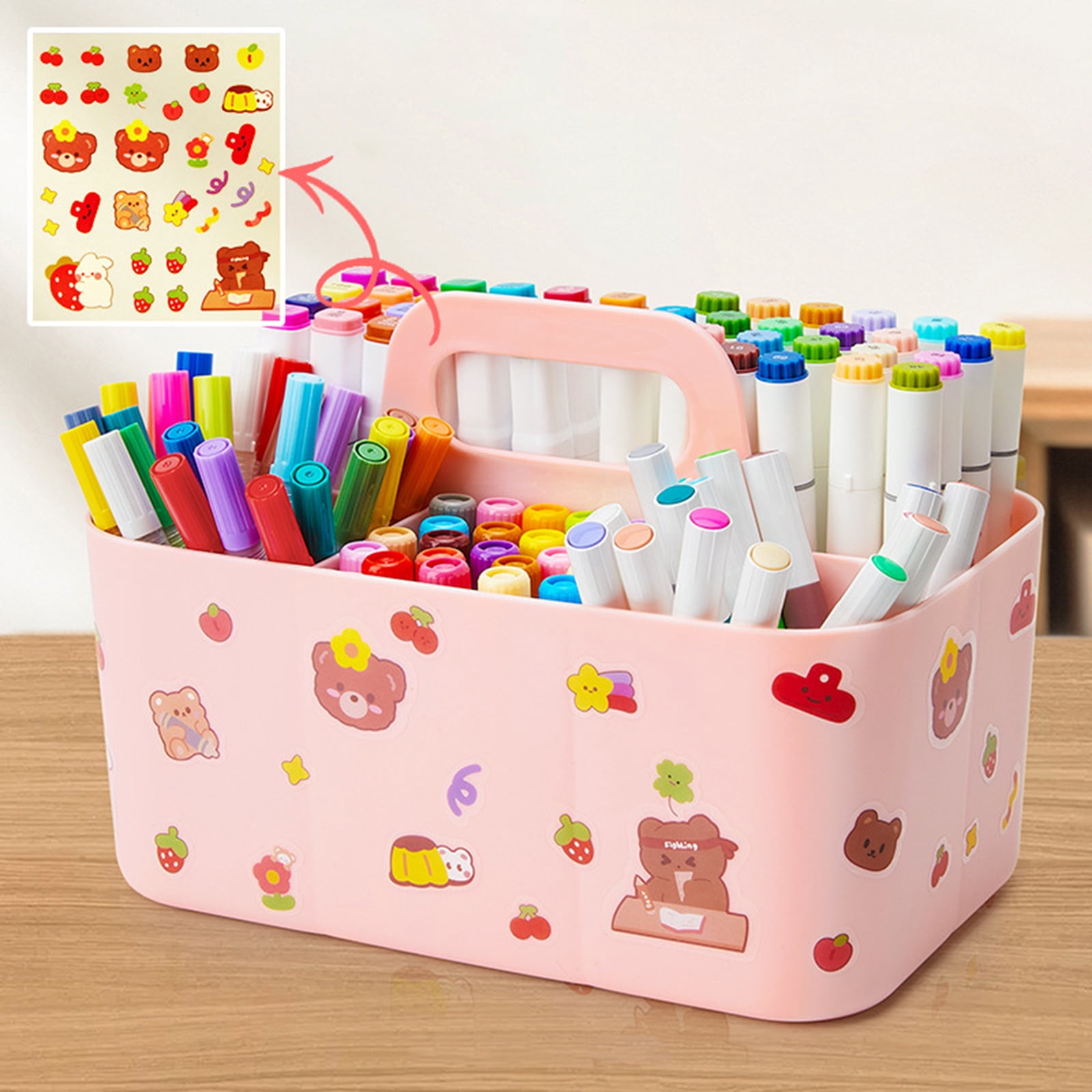 Large Capacity Desktop Stationary with Handle Watercolor Marker Caddies Art Supply Storage Holder