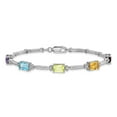 thumbnail image 3 of Primal Silver Sterling Silver Rhodium-plated Multi Gemstone and Diamond Tennis Bracelet, 3 of 5