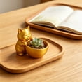 thumbnail image 5 of JHyouerji Cute Cat Shaped Plastic Succulent Planter Pot 7x2x3 Inch,Gold Drainage Hole Small Flower Container for Windowsill Office Indoor Plant Home Decor, 5 of 6