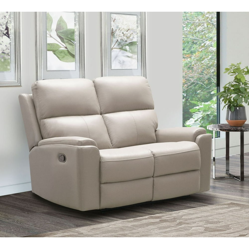 Abbyson Bristol Top Grain Leather Reclining Loveseat, Ivory Walmart