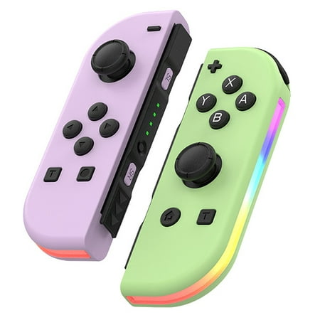 Joypad Controller (L/R) Compatible with Nintendo Switch Controller, Dual Vibration/Motion Control/RGB Light (Purple/Green)