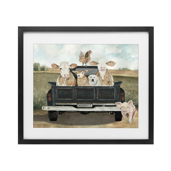 Stupell Industries Rustic Lodge Ready For A Farm Ride Black Framed Print Under Glass, 16 x 13, by Cindy Jacobs