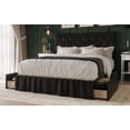 thumbnail image 2 of Home Design Jovita Full Tufted Upholstered Storage Panel Bed Frame with Diamond Button Tufting and Four Drawers, Black, Easy Assembly, 2 of 3