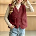 thumbnail image 2 of LIaqionyy Girls Fleece Vest V Neck Sleeveless Outerwear Kids Casual Lightweight Button down Sherpa Waistcoat with Pocket, 2 of 8