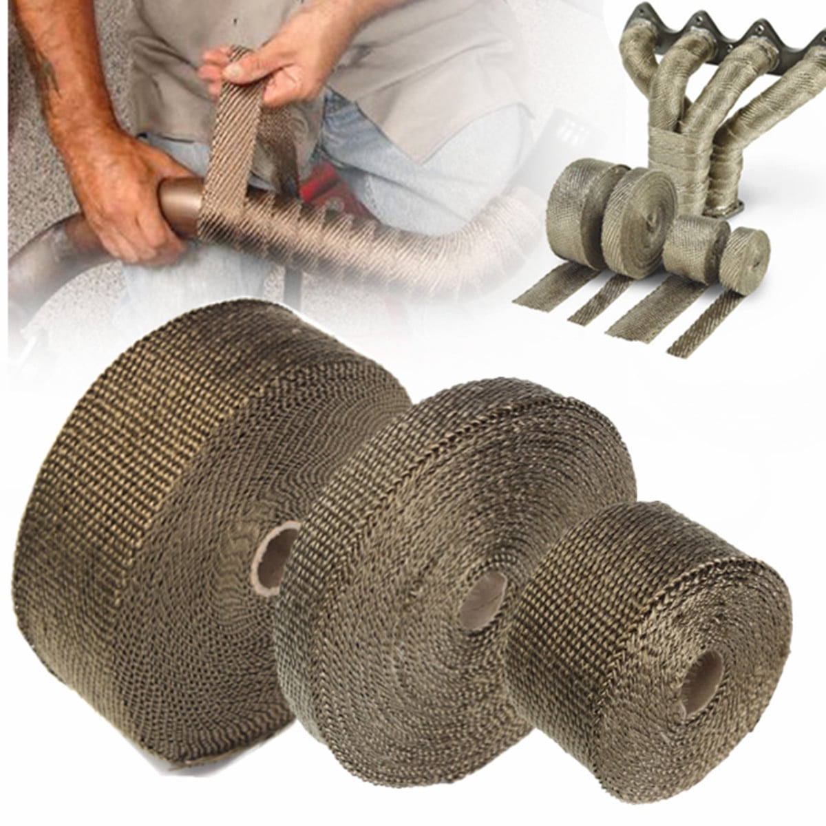 15M Titanium Exhaust Heat Wrap Roll Cable Pipe With 6 Stainless Ties Kit 15M Titanium Exhaust Heat Wrap Roll Cable Pipe With 6 Stainless Ties Kit