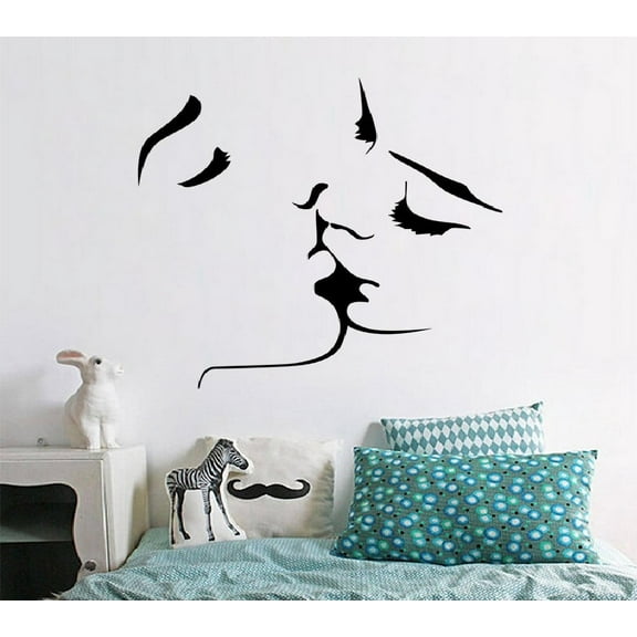 Couple Kissing, Silhouette ~ Wall Decal  30" x 31"