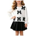 thumbnail image 3 of mgoYE Toddler Girls Clothes Fall Winter Dress Pleated Skirt Set Long Sleeve Shirt Pleated Mini Skirt Set, 3 of 9