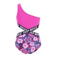 thumbnail image 2 of TiaoBug Kids Girls One Piece Swimsuit One Shoulder Swimwear Bikini Bathing Suit 4-16, 2 of 7