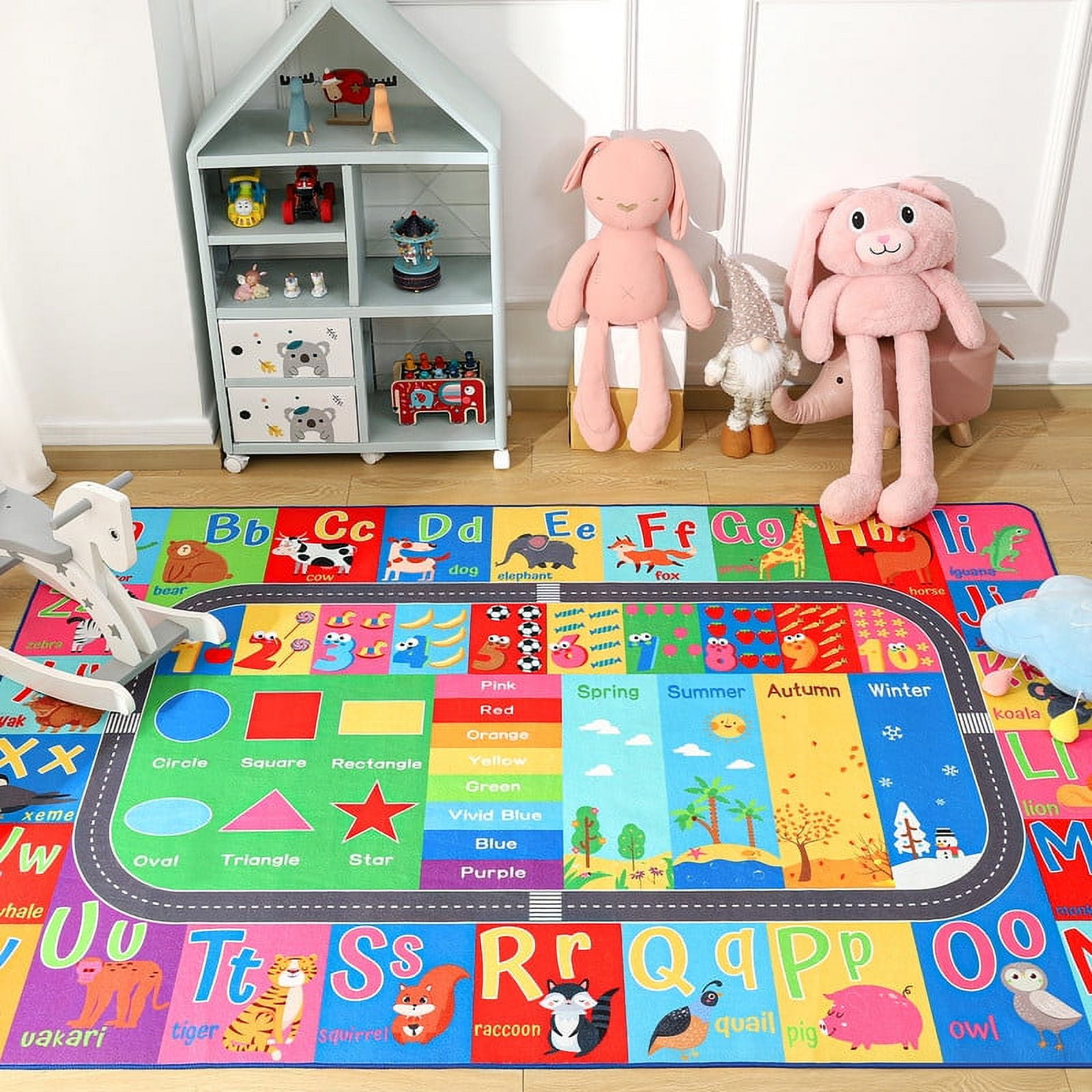 Lochas Kids Carpet Play Mat Educational Learning Rugs for Playing Children Area Rugs for Bedroom Playroom Nursery,Blue,7x10 Feet