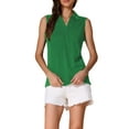 thumbnail image 1 of Camiseta sin mangas INSPIRE CHIC para mujeres, blusa suelta de cuello en V, camisetas polo sólidas, top casual 2XL verde tinta, 1 of 6