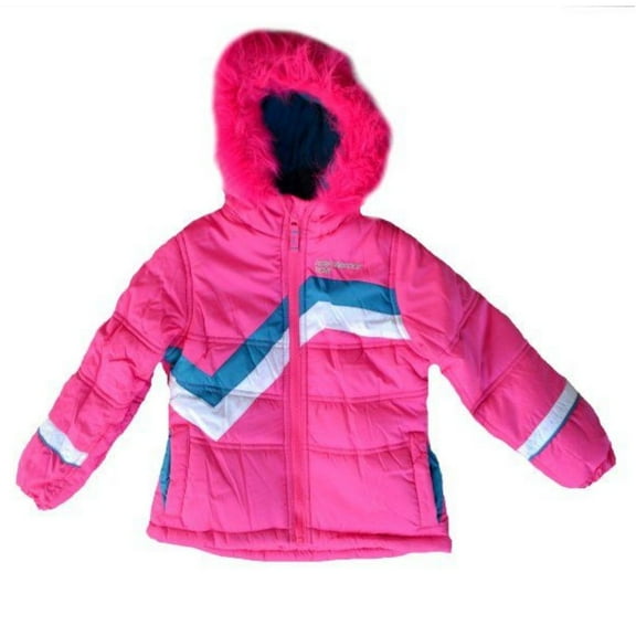 Performance Gear Girls Pink Fur Trim Bubble Jacket Winter Ski Puffer Coat 4