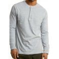 thumbnail image 1 of SLM Mens Cotton Thermal Tops Waffle Knit or Plain Henley Shirts -Medium-Basic Heather Gray, 1 of 2